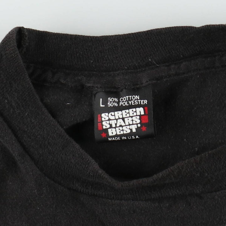 90'S Screen Stars Plain Pocket T-Shirt, Made in USA, Men's Size L (Equivalent), Vintage cotton black type Vintage Second Hand