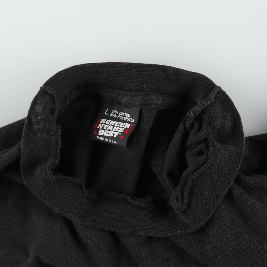 90'S Screen Stars Plain Pocket T-Shirt, Made in USA, Men's Size L (Equivalent), Vintage cotton black type Vintage Second Hand