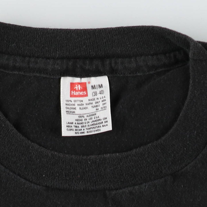 90'S Hanes plain t-shirt, made in USA, men's size M equivalent, vintage. cotton black type Vintage Second Hand