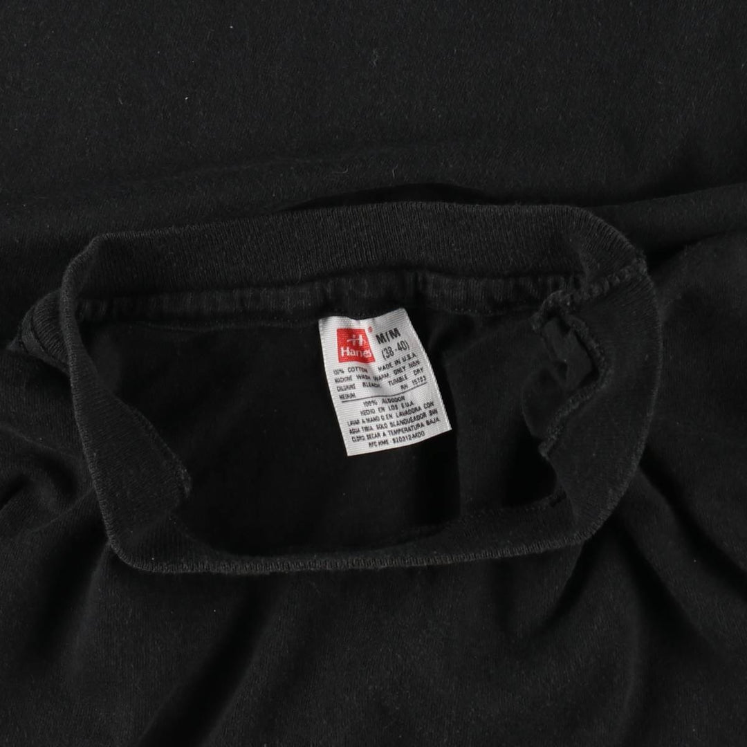 90'S Hanes plain t-shirt, made in USA, men's size M equivalent, vintage. cotton black type Vintage Second Hand