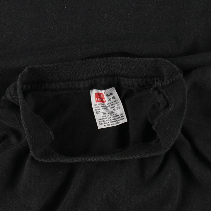 90'S Hanes plain t-shirt, made in USA, men's size M equivalent, vintage. cotton black type Vintage Second Hand