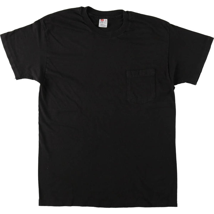 Hanes plain pocket t-shirt, men's size L (approx.), vintage. cotton black type Vintage Second Hand