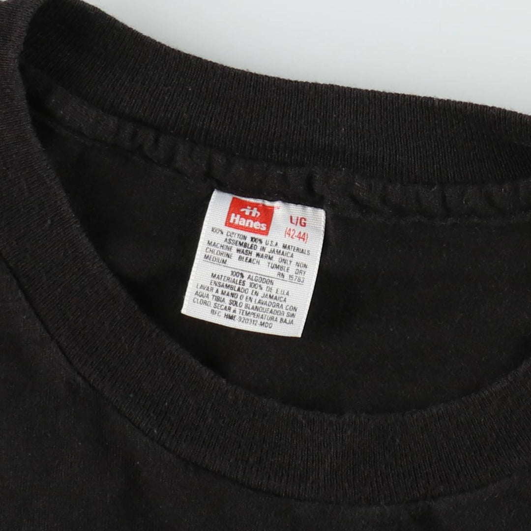 Hanes plain pocket t-shirt, men's size L (approx.), vintage. cotton black type Vintage Second Hand