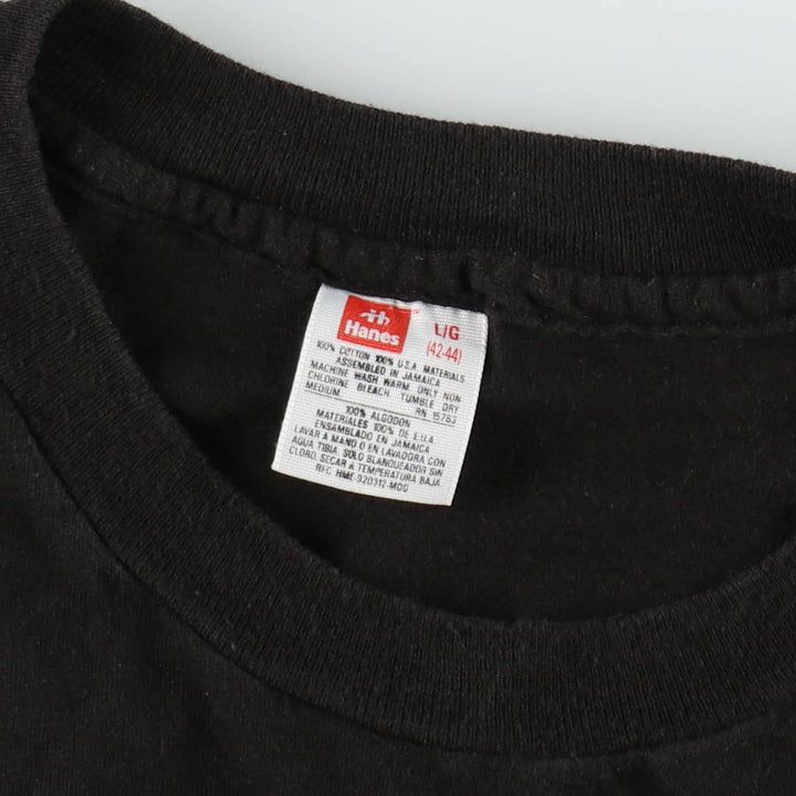 Hanes plain pocket t-shirt, men's size L (approx.), vintage. cotton black type Vintage Second Hand