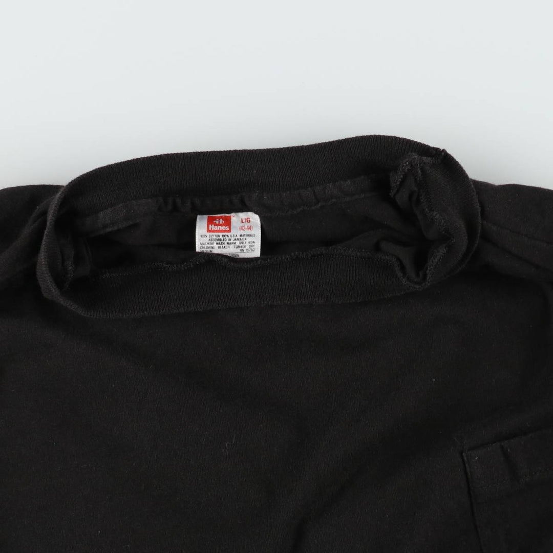 Hanes plain pocket t-shirt, men's size L (approx.), vintage. cotton black type Vintage Second Hand