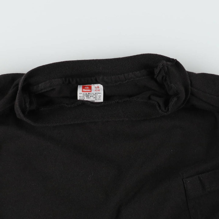 Hanes plain pocket t-shirt, men's size L (approx.), vintage. cotton black type Vintage Second Hand