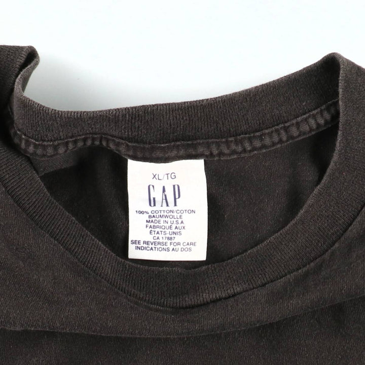90'S GAP Old Gap Plain T-Shirt Made in USA Men's XL equivalent Vintage cotton Charcoal Vintage Second Hand