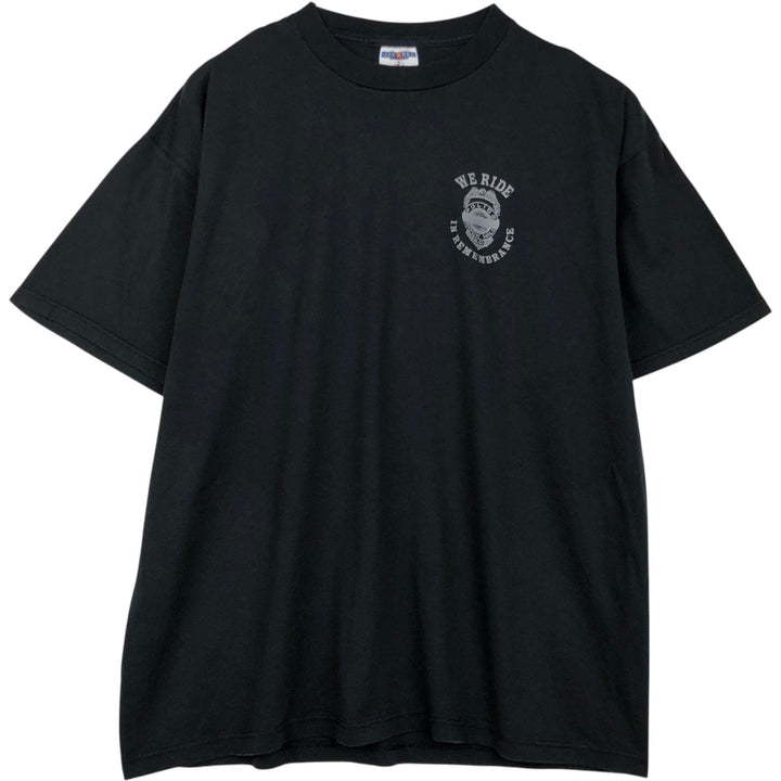 90'S Jerzees Motorcycle T-Shirt, Made in USA, Men's XL equivalent, Vintage cotton black type Vintage Second Hand