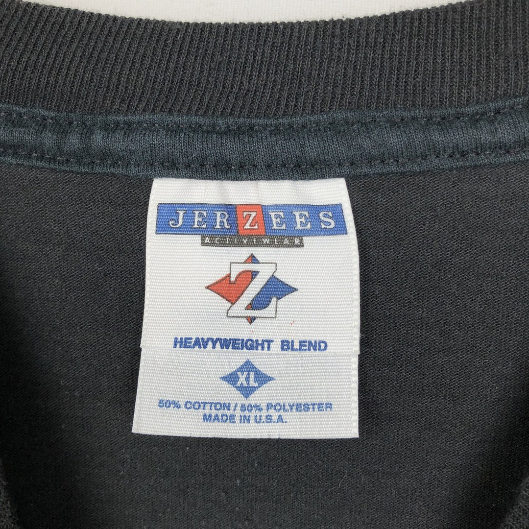 90'S Jerzees Motorcycle T-Shirt, Made in USA, Men's XL equivalent, Vintage cotton black type Vintage Second Hand