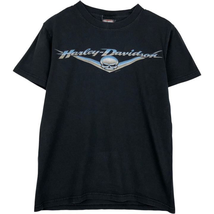 Harley-Davidson Skull Pattern Skull Wing Motorcycle T-Shirt, Men's Size S (approx.) cotton black type Vintage Second Hand