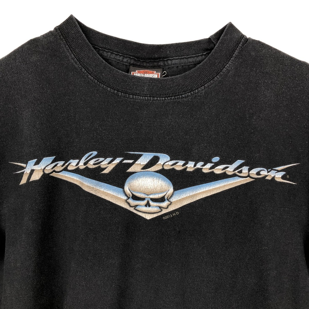 Harley-Davidson Skull Pattern Skull Wing Motorcycle T-Shirt, Men's Size S (approx.) cotton black type Vintage Second Hand