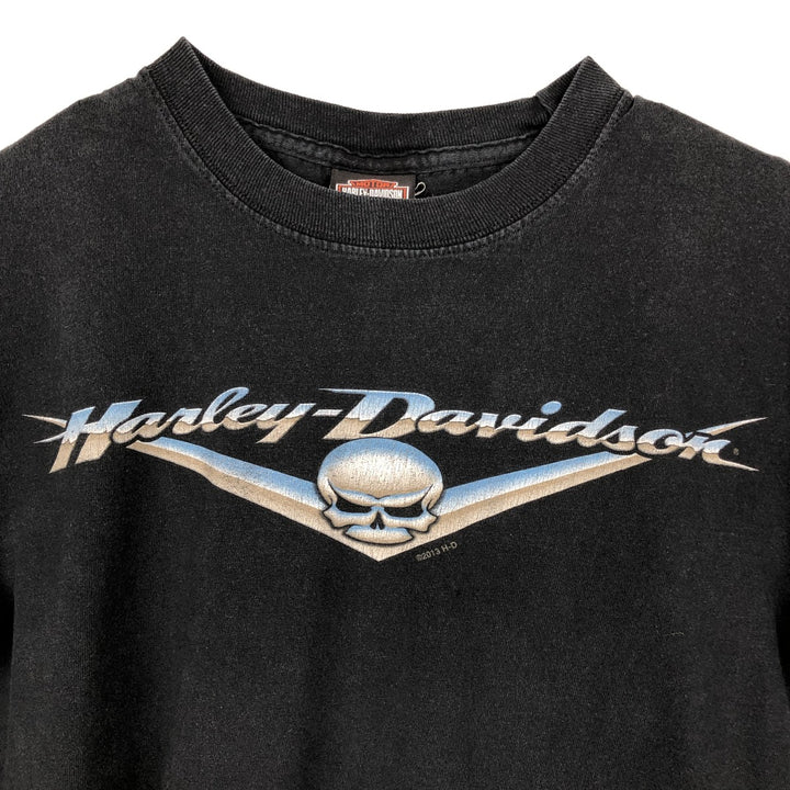 Harley-Davidson Skull Pattern Skull Wing Motorcycle T-Shirt, Men's Size S (approx.) cotton black type Vintage Second Hand