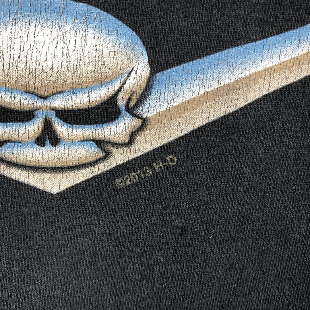 Harley-Davidson Skull Pattern Skull Wing Motorcycle T-Shirt, Men's Size S (approx.) cotton black type Vintage Second Hand