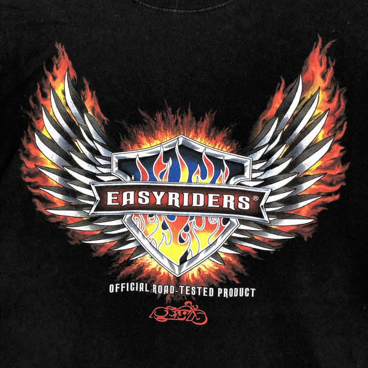 Hanes HEAVYWEIGHT Fire Pattern EASYRIDERS Motorcycle T-Shirt, Men's XL (approx.) cotton black type Vintage Second Hand