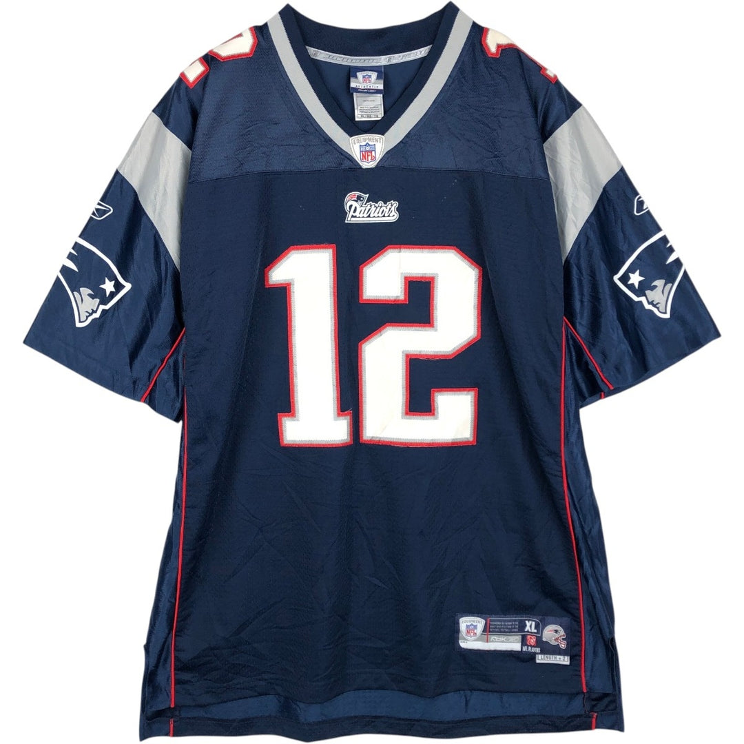 Reebok NFL New England Patriots V-Neck Mesh Game Shirt Football Shirt Men's XL (approx.) polyester navy blue type Vintage Second Hand