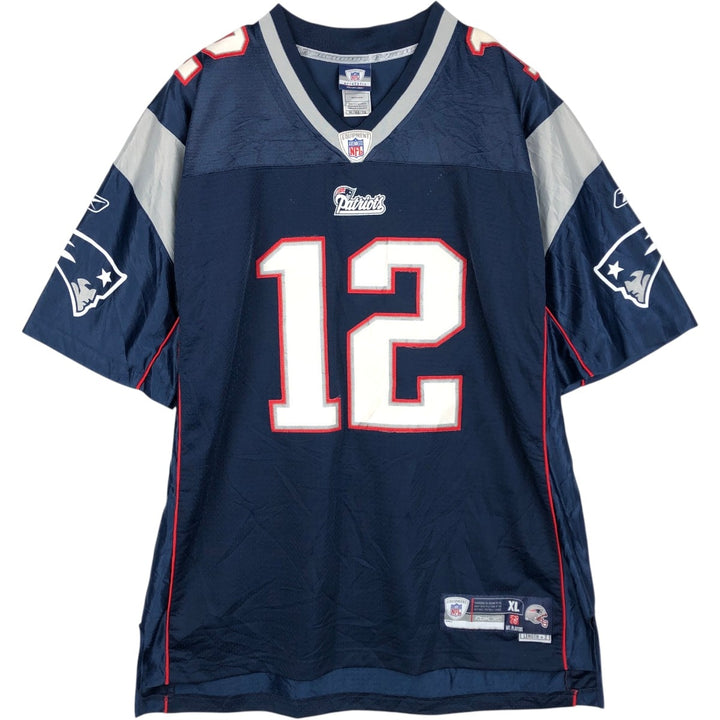Reebok NFL New England Patriots V-Neck Mesh Game Shirt Football Shirt Men's XL (approx.) polyester navy blue type Vintage Second Hand