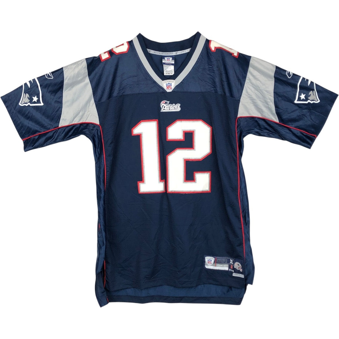 Reebok NFL New England Patriots V-Neck Mesh Game Shirt Football Shirt Men's XL (approx.) polyester navy blue type Vintage Second Hand