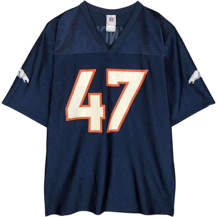 NFL Denver Broncos V-neck Game Shirt Football Shirt Men's Size L polyester navy blue type Vintage Second Hand