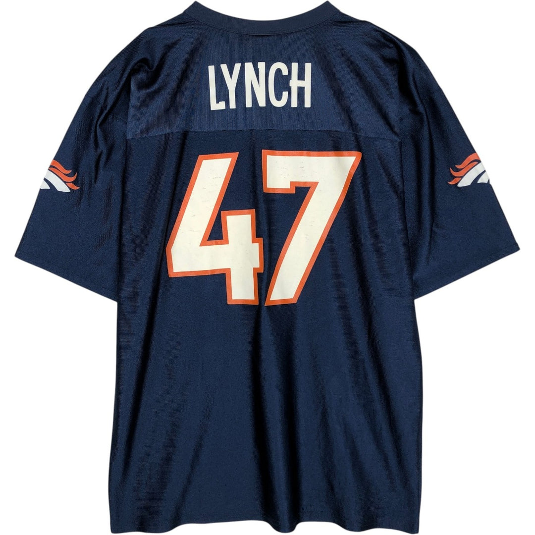 NFL Denver Broncos V-neck Game Shirt Football Shirt Men's Size L polyester navy blue type Vintage Second Hand