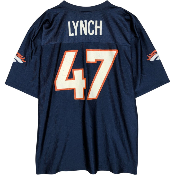 NFL Denver Broncos V-neck Game Shirt Football Shirt Men's Size L polyester navy blue type Vintage Second Hand