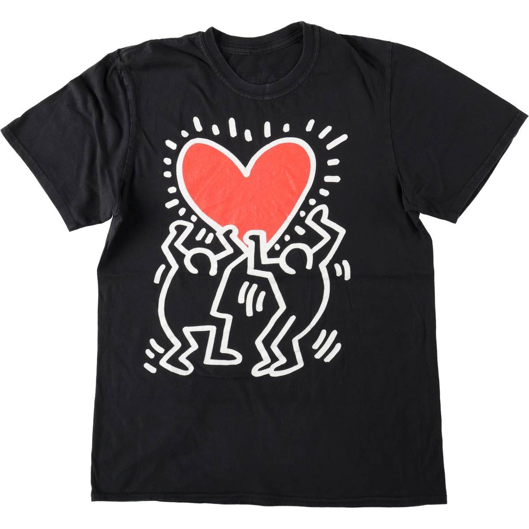KEITH HARING Art T-shirt, Men's Size M (approx.) unclear black type Vintage Second Hand