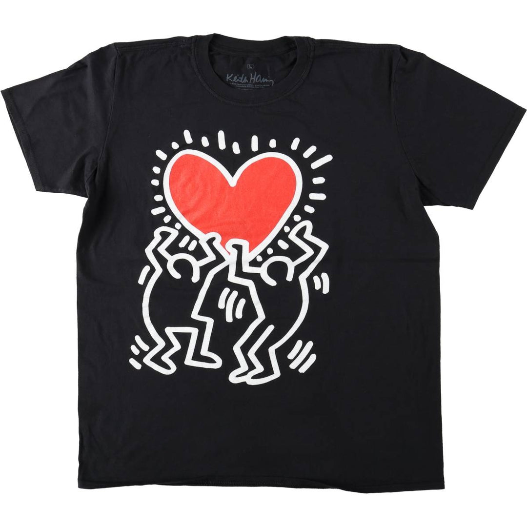 KEITH HARING Art T-shirt, Men's Size L (approx.) cotton black type Vintage Second Hand