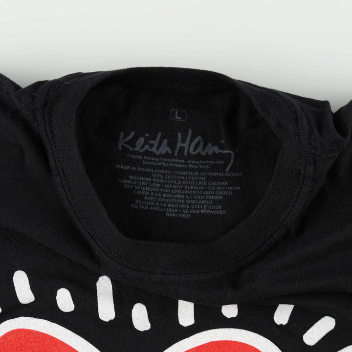 KEITH HARING Art T-shirt, Men's Size L (approx.) cotton black type Vintage Second Hand