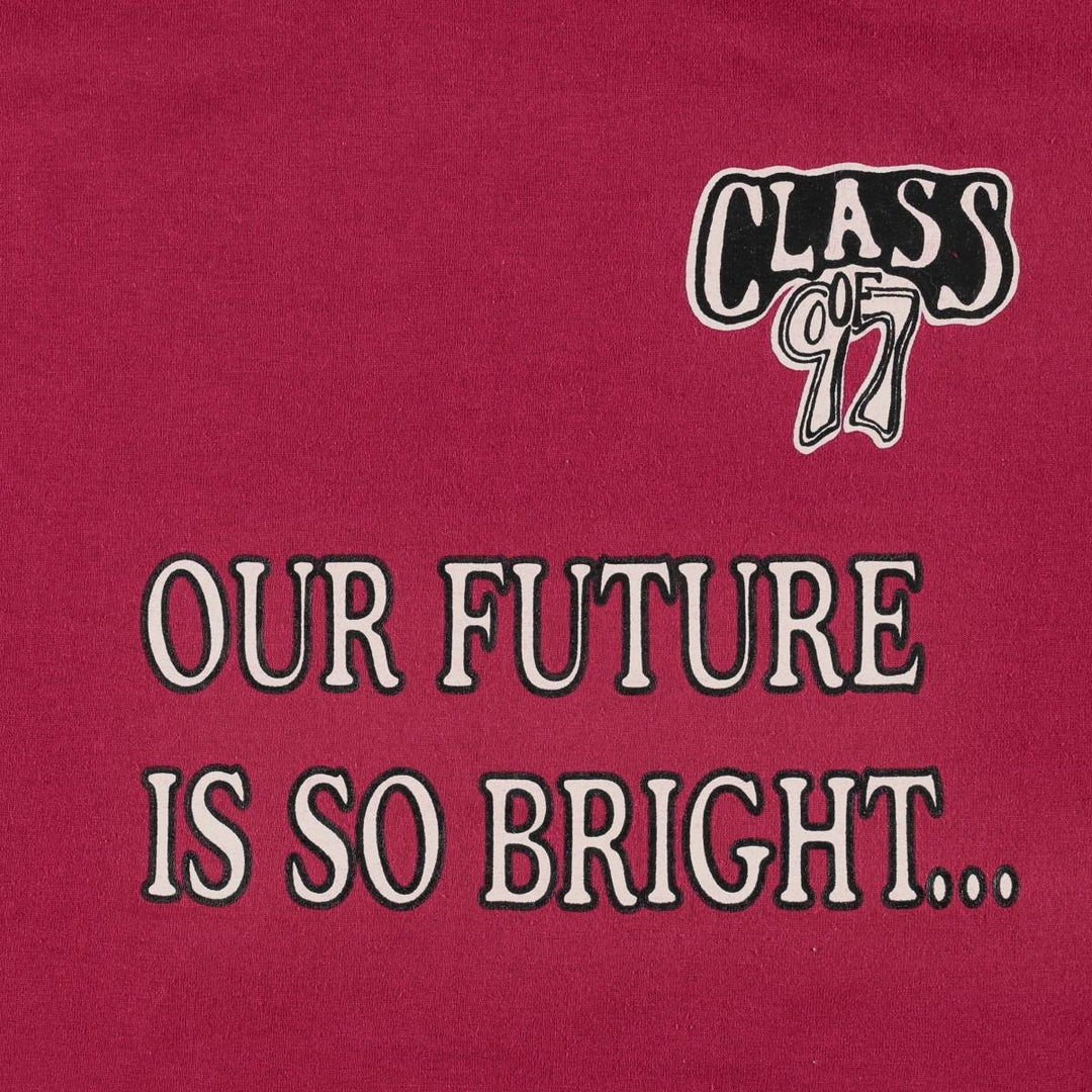 90'S Fruit of the Loom Message Print T-Shirt Made in USA Men's XL Vintage cotton burgundy type Vintage Second Hand