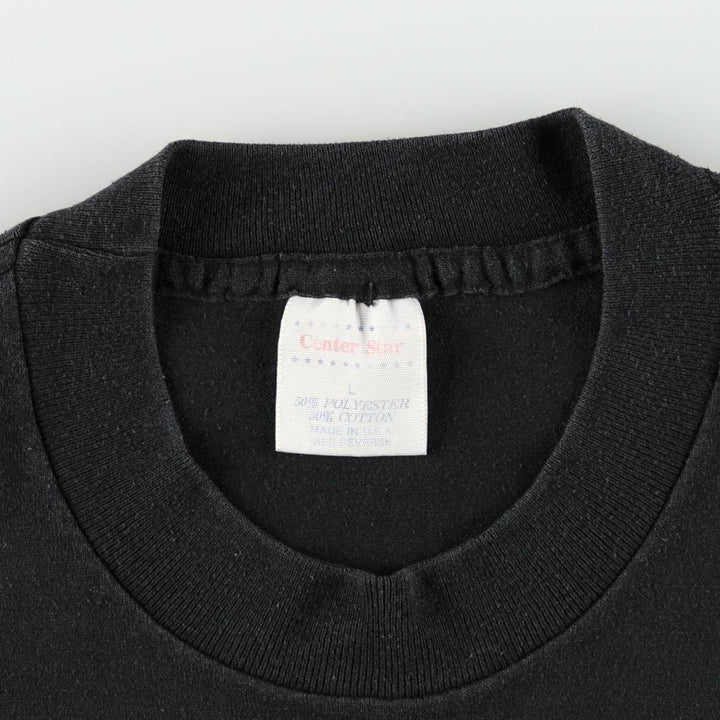 80s-90'S Center Star Message Print T-Shirt, Made in USA, Men's Size L (Equivalent), Vintage polyester black type Vintage Second Hand