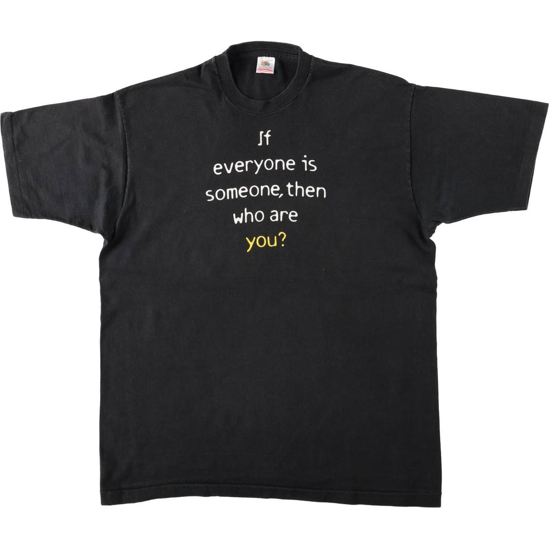 90'S Fruit of the Loom Message Print T-Shirt Made in USA Men's XL Vintage cotton black type Vintage Second Hand