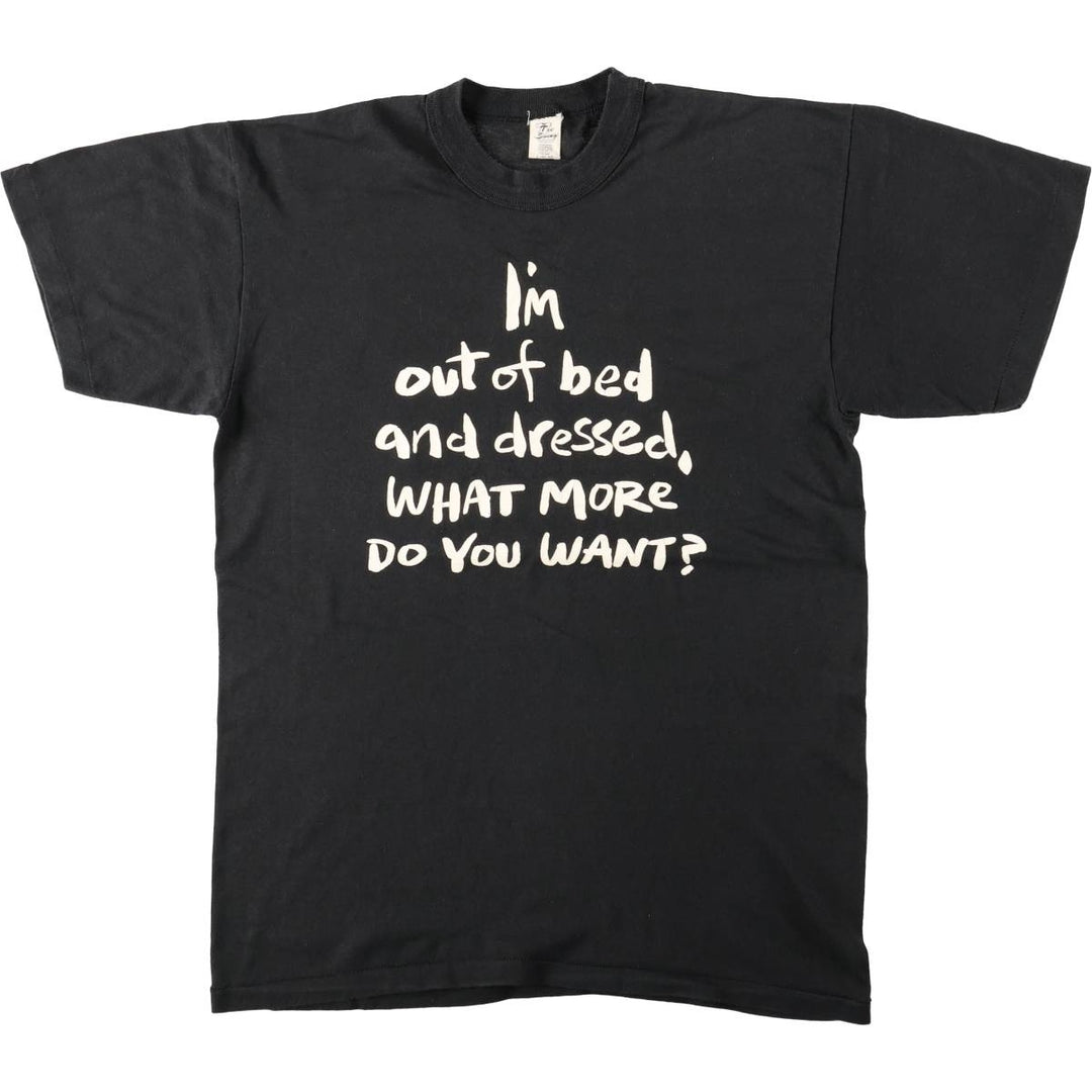 80'S Tee Swing Message Print T-Shirt, Made in USA, Men's Size L (Equivalent), Vintage polyester black type Vintage Second Hand