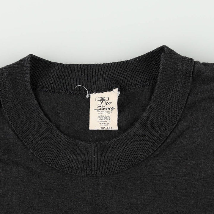 80'S Tee Swing Message Print T-Shirt, Made in USA, Men's Size L (Equivalent), Vintage polyester black type Vintage Second Hand