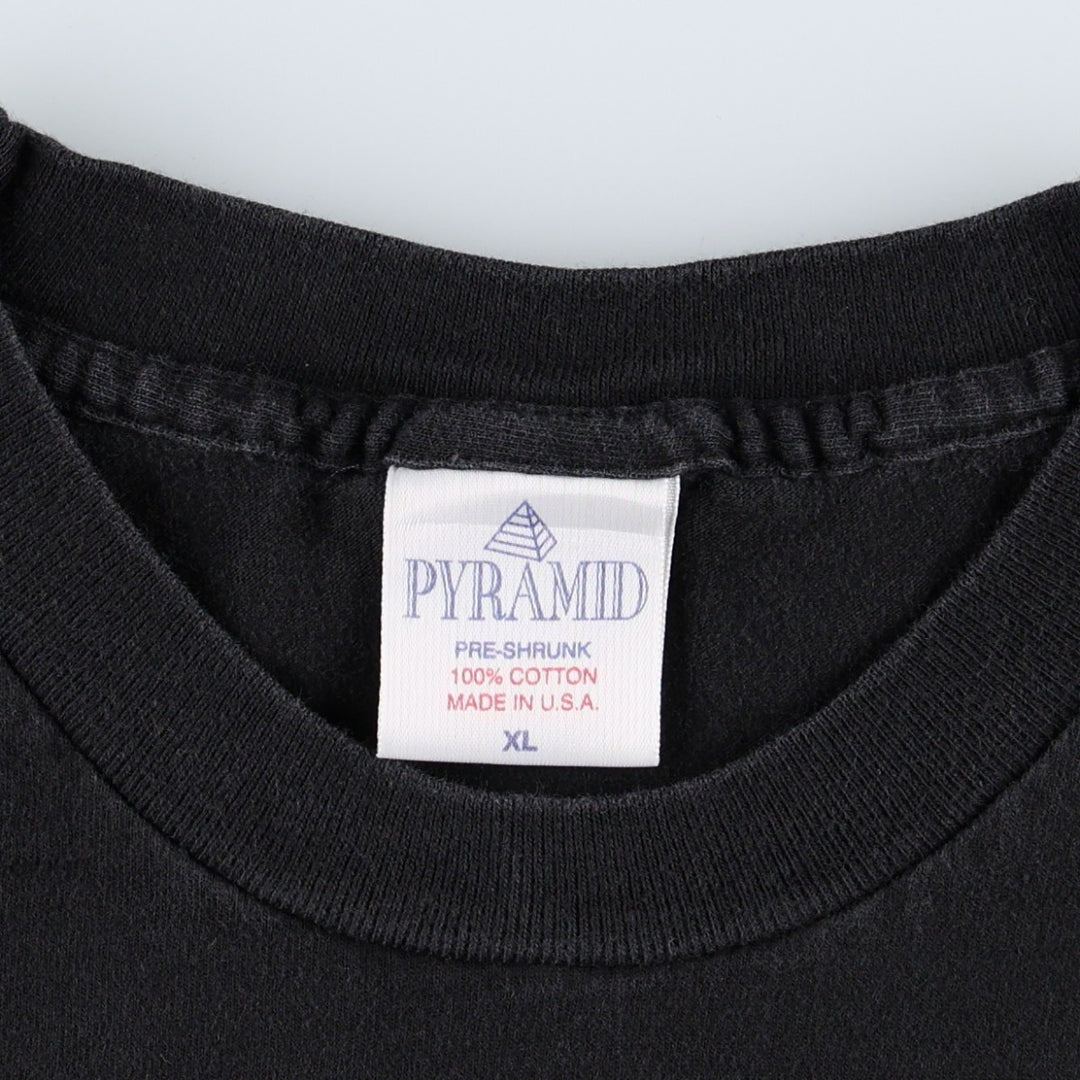 90'S PYRAMID Message Print T-Shirt, Made in USA, Men's XL (approx.), Vintage cotton black type Vintage Second Hand