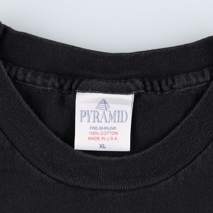 90'S PYRAMID Message Print T-Shirt, Made in USA, Men's XL (approx.), Vintage cotton black type Vintage Second Hand
