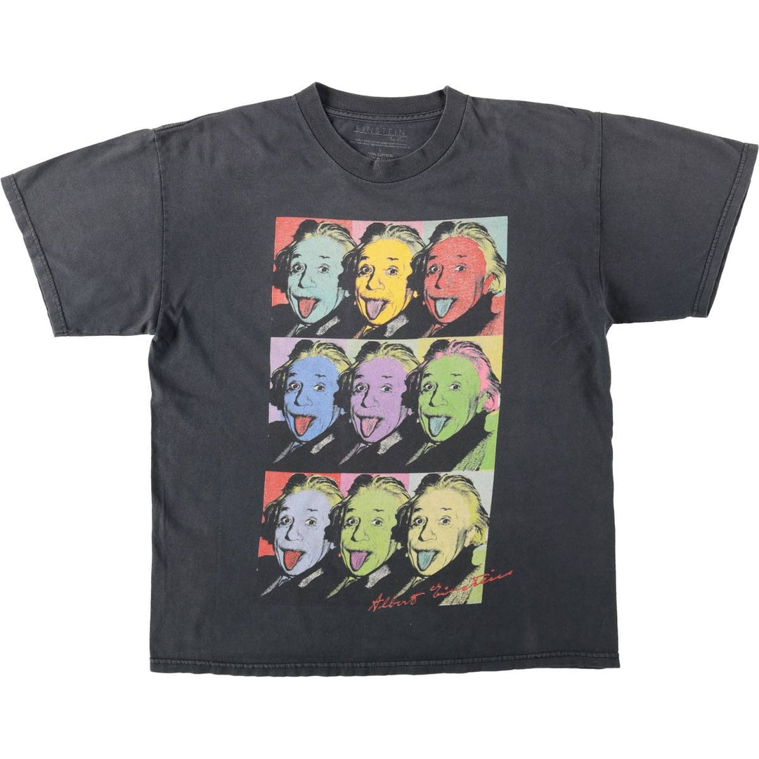 EINSTEIN (Einstein) Great Figure T-shirt, Men's Size L cotton black type Vintage Second Hand