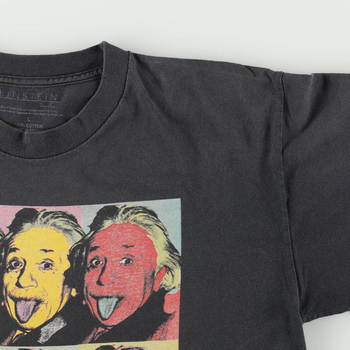 EINSTEIN (Einstein) Great Figure T-shirt, Men's Size L cotton black type Vintage Second Hand