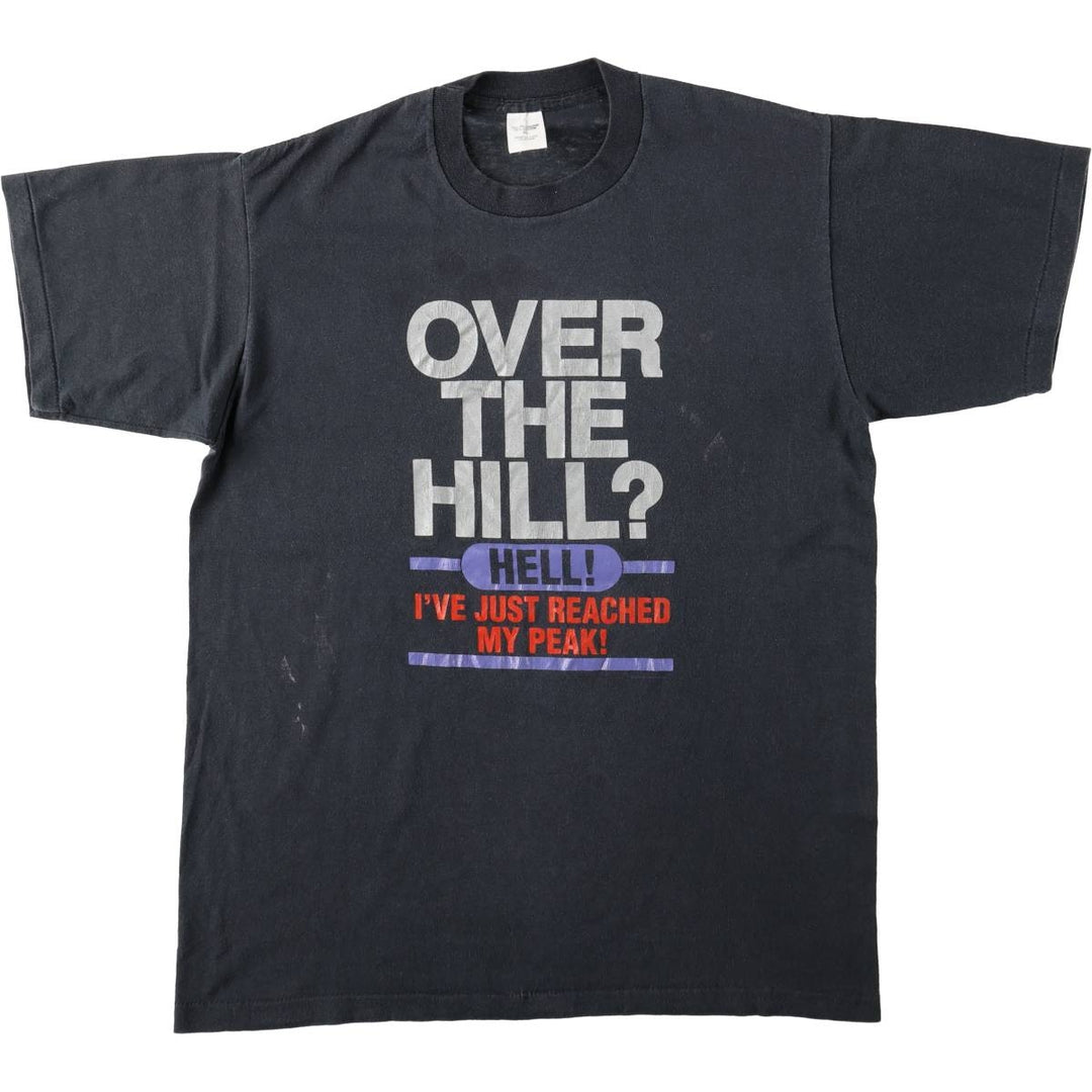 ~90'S Print Message T-Shirt, Made in USA, Men's XL equivalent, Vintage polyester black type Vintage Second Hand