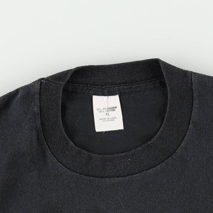 ~90'S Print Message T-Shirt, Made in USA, Men's XL equivalent, Vintage polyester black type Vintage Second Hand