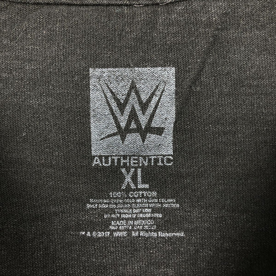 W AUTHENTIC Skull Pattern Pro Wrestling Sports Print T-Shirt (Men's XL equivalent) cotton black type Vintage Second Hand