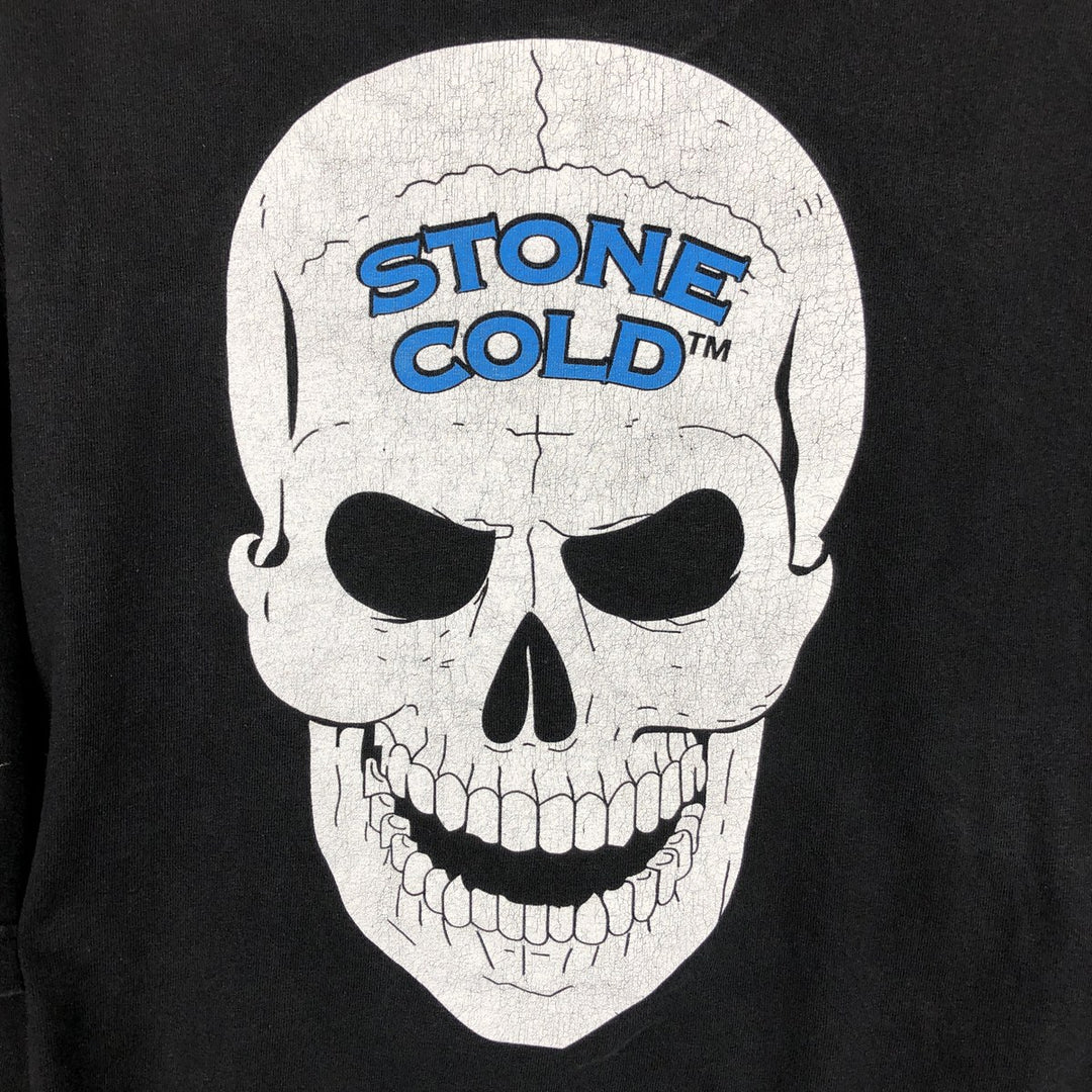 W AUTHENTIC Skull Pattern Pro Wrestling Sports Print T-Shirt (Men's XL equivalent) cotton black type Vintage Second Hand