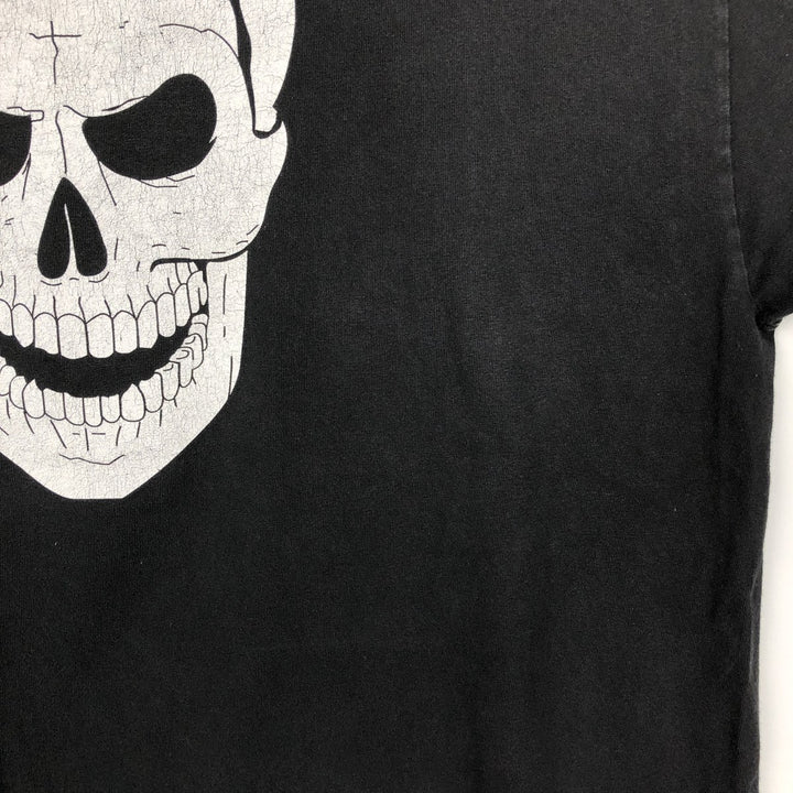 W AUTHENTIC Skull Pattern Pro Wrestling Sports Print T-Shirt (Men's XL equivalent) cotton black type Vintage Second Hand