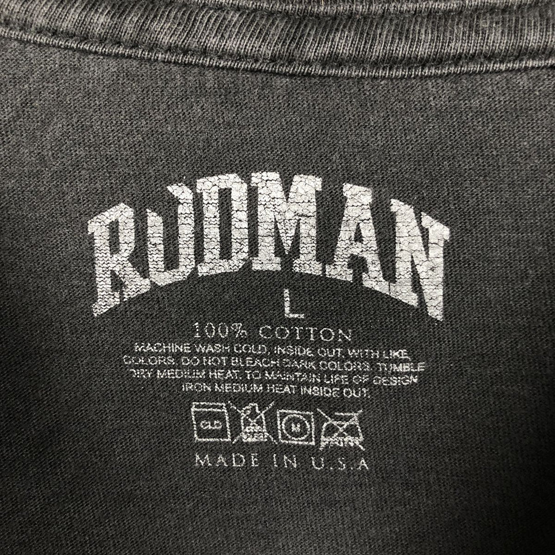 Dennis Keith Rodman sports print T-shirt, made in the USA, men's size L (approx.) cotton black type Vintage Second Hand