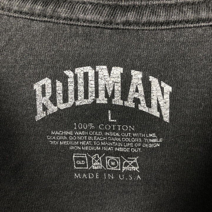 Dennis Keith Rodman sports print T-shirt, made in the USA, men's size L (approx.) cotton black type Vintage Second Hand