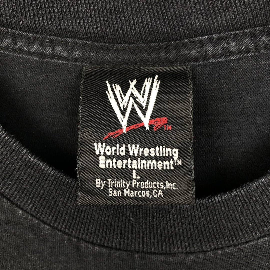 2000'S sports print T-shirt, men's size L, pro wrestling cotton black type Vintage Second Hand
