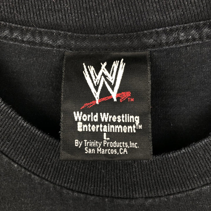 2000'S sports print T-shirt, men's size L, pro wrestling cotton black type Vintage Second Hand