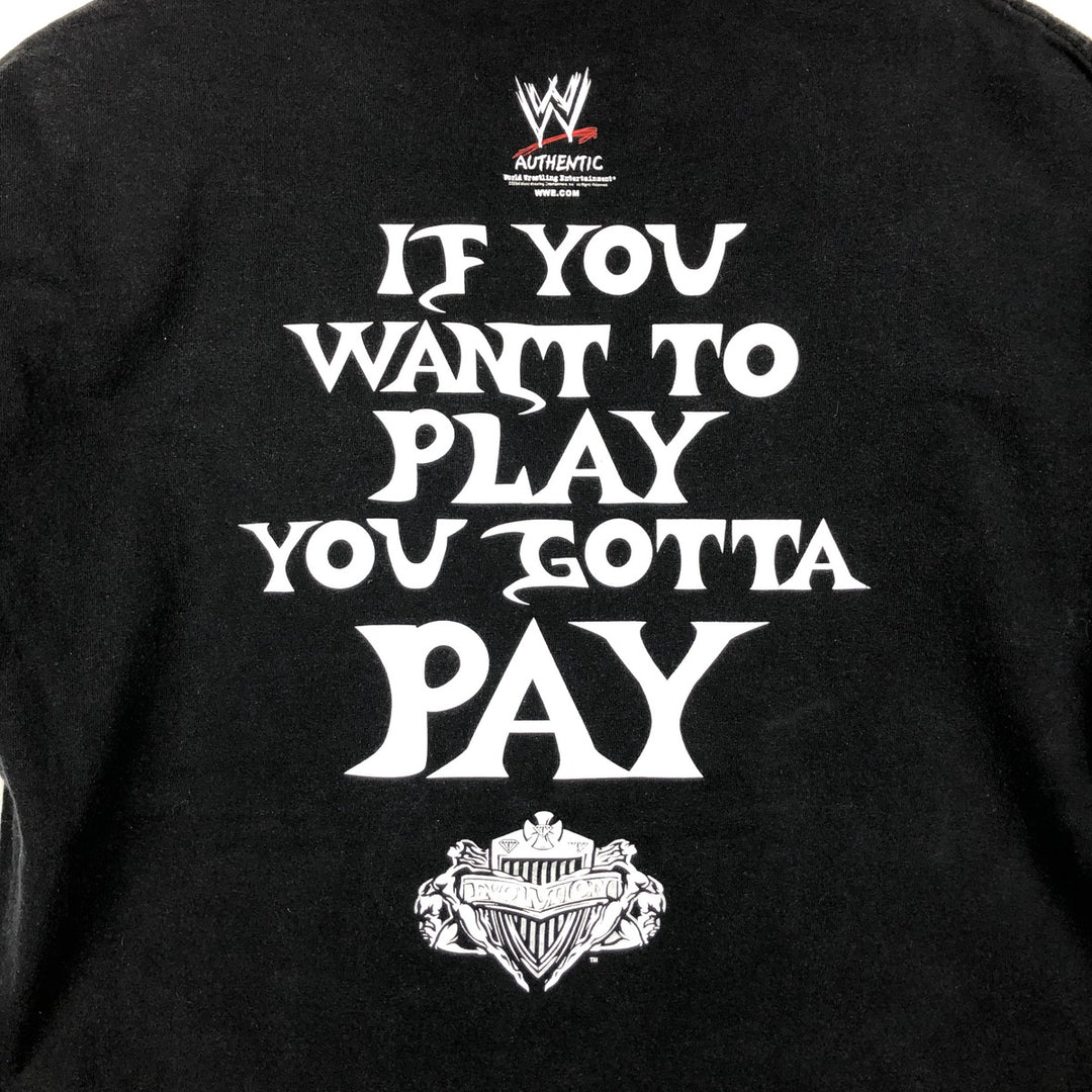 2000'S sports print T-shirt, men's size L, pro wrestling cotton black type Vintage Second Hand