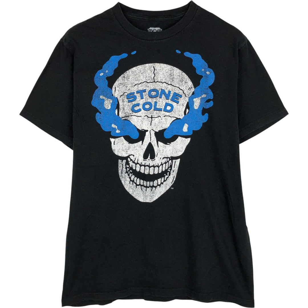 WLEGENDS Skull Pattern Sports Print T-Shirt (Men's Size M) - Pro Wrestling cotton black type Vintage Second Hand