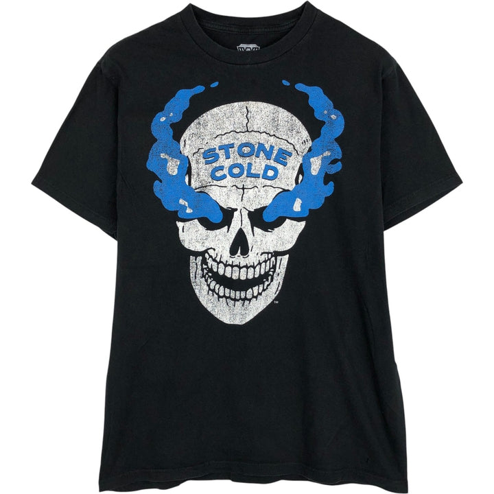WLEGENDS Skull Pattern Sports Print T-Shirt (Men's Size M) - Pro Wrestling cotton black type Vintage Second Hand