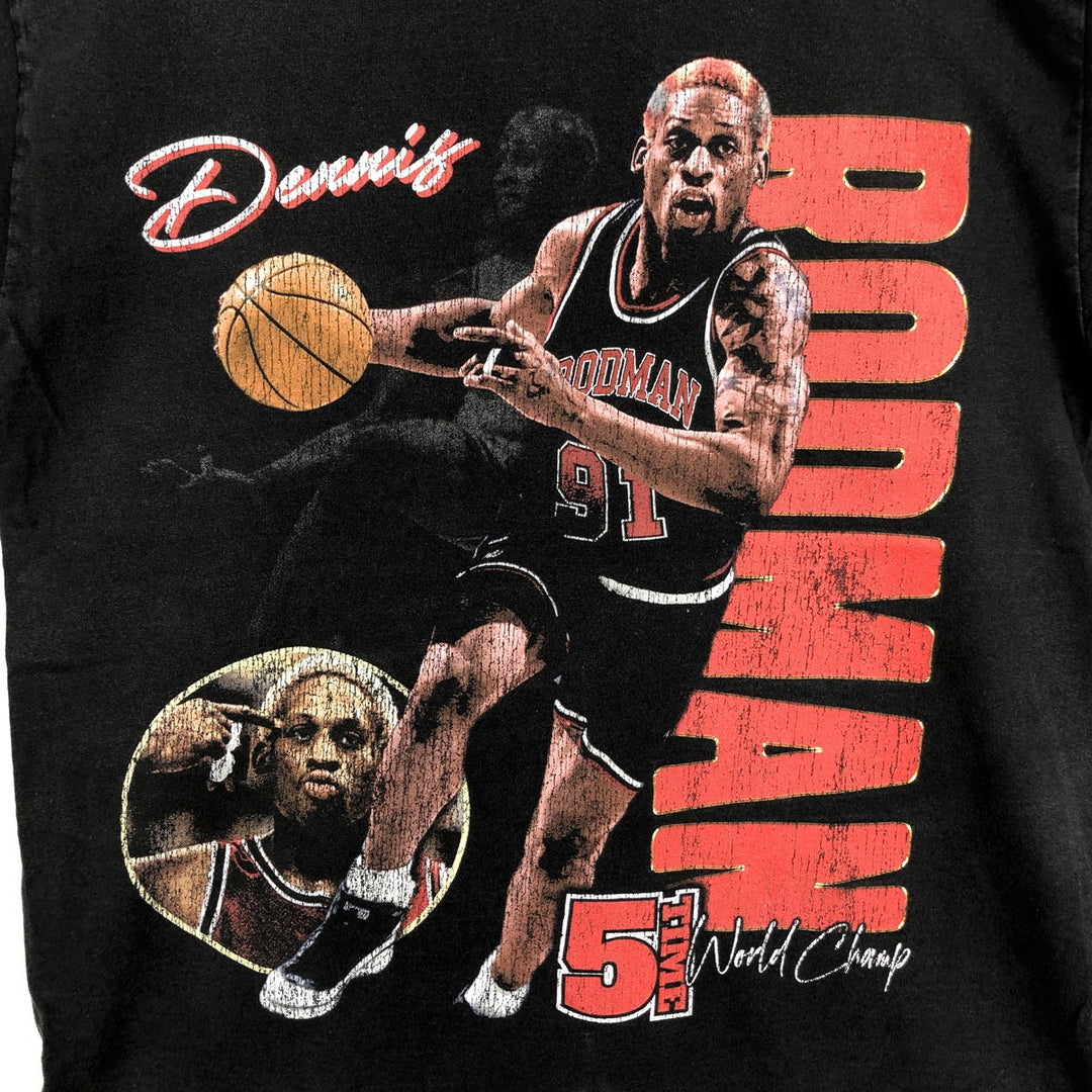 Dennis Keith Rodman sports print T-shirt, men's size M (approx.) cotton black type Vintage Second Hand