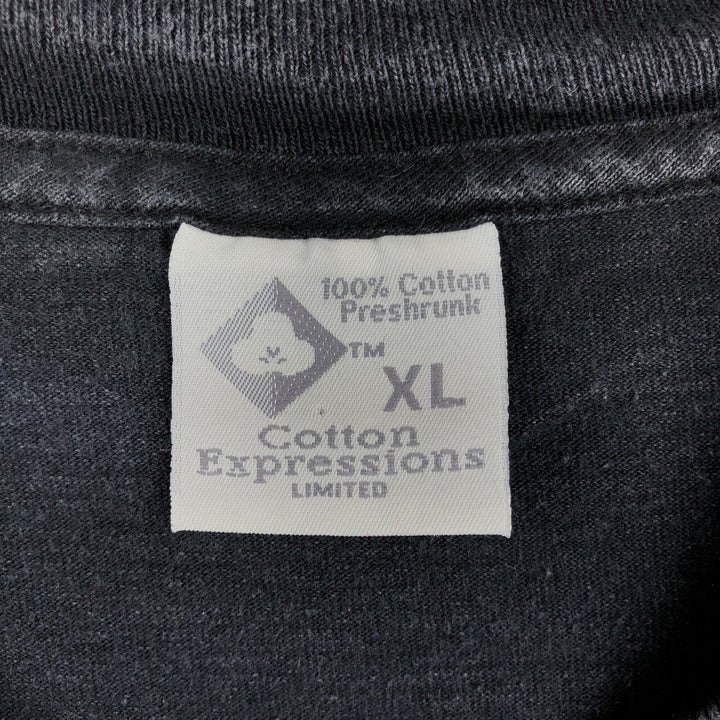 90'S Cotton Expressions Print T-Shirt, Made in USA, Men's XL (approx.) cotton black type Vintage Second Hand